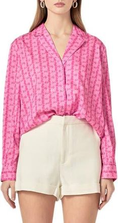 English Factory Satin Button-Up Shirt in Pink at Nordstrom Rack, Size X-Small
