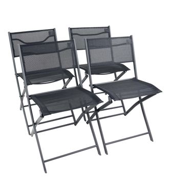VCM Vcm - Set De 4 Sillas De Jard&iacute;n Silla Plegable Dimensiones Aprox. Al. 79 X An. 45 X P. 46 Cm Silla De Camping Muebles De Jard&iacute;n - Sumila (negro)