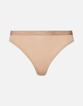 HUGO BOSS Womens CI Logo Waistband Thong, Light/Pastel Brown - Tan - Size: 12