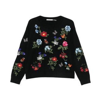 Alice & Olivia Pullover decorato Teanna - - Knitwear - Donna - Nero - L