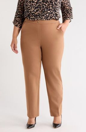 Anne Klein Straight Leg Pants in Vicuna at Nordstrom, Size 1X