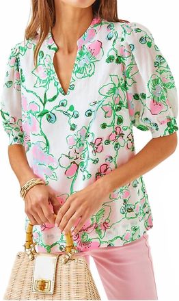 Lilly Pulitzer Brinelle Top In Multi Oversized Orchids On The Avenue Allover