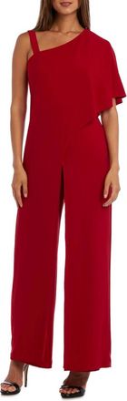 R & M Richards Asymmetrical Overlay Evening Jumpsuit In Red