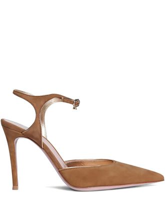 Gianvito Rossi Dorado Mekong pointed-toe pumps - women - Calf Suede/Calf Leather/Calf Leather - 40 - Brown
