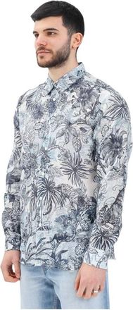 Just Cavalli Tropische Print Overhemd met Lange Mouwen - Heren - Casual Overhemden - Veelkleurig - M - Overhemden