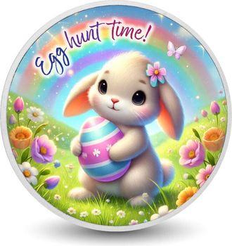 OEM Hora De La B&uacute;squeda De Huevos: Moneda De Plata De 1 Oz De Bunnys Rainbow Quest