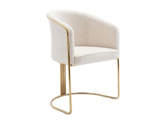 Pascal Morabito Silla con brazos de tela de rizo y metal - Blanco y dorado - JOSETHE de Pascal MORABITO