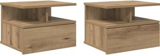vidaXL Vidaxl - Floating Nightstands 2 pcs Artisan Oak 40x31x27 cm Engineered Wood