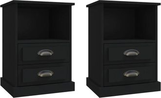 vidaXL Bedside Cabinets 2 pcs Black 43x36x60 cm Vidaxl
