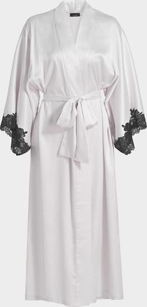 Natori Peony Glamour Lace-Trim Robe