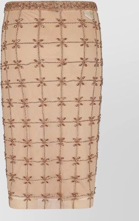 Pinko tulle midi skirt geometric embroidery