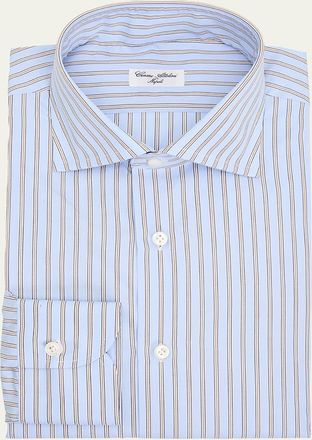 Cesare Attolini Mens Cotton Multi-Stripe Dress Shirt