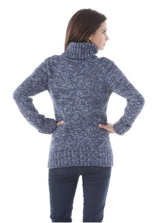 Aniston Rollkragenpullover ANISTON CASUAL, Damen, Gr. 34, blau (blau, meliert), Grobstrick, Obermaterial: 100% Polyacryl, meliert, figurbetont h&uuml;ftbedeckend, 