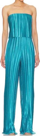 Amanda Uprichard Collina Pleated Strapless Jumpsuit In Maui