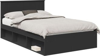 vidaXL Bed Frame with Headboard Black 120 x 200 cm Solid Pine Wood vidaXL