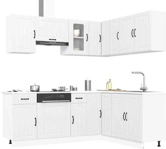 vidaXL Vidaxl - Mueble De Cocina Kalmar Blanco 11 Piezas Madera Contrachapada