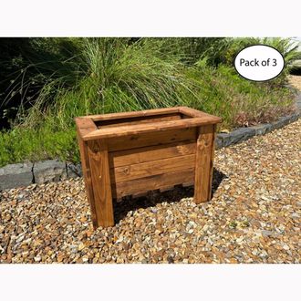 Charles Taylor Trading Multi Pack of 3 Rectangular Regular Trough - Minimal Assembly Required in Light Brown