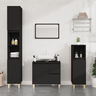 vidaXL Armario De Ba&ntilde;o Madera Contrachapada Negro 65x33x60 Cm Vidaxl