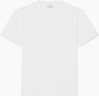 Lacoste Mens Lacoste Mens White Embossed Polo T-shirt - Size: 40
