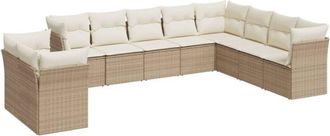 vidaXL Juego De Sof&aacute;s Jard&iacute;n Con Cojines Beige 10 Pzas Rat&aacute;n Sint&eacute;tico Vidaxl