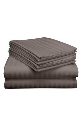 Luxury Home Dobby Stripe Bed Sheet Set in Charcoal at Nordstrom Rack, Size Queen