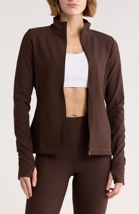 Zella Perform Rib Jacket in Brown Mole at Nordstrom Rack, Size X-Large
