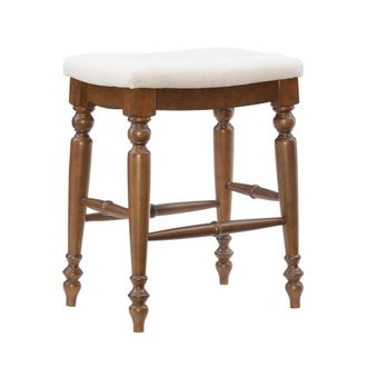 Linon Marino 25 Backless Counter Stool, Linen/Walnut