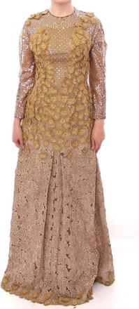 Lanre Da Silva Ajayi Gouden Lange Kant Maxi Kristal Jurk