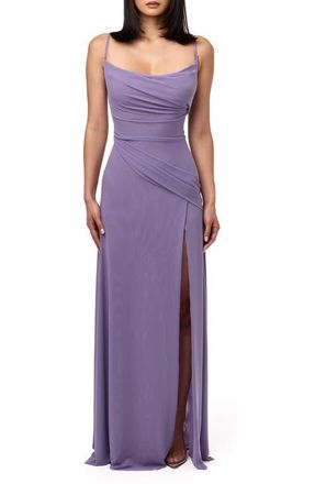 Naked Wardrobe Mesh Overlay Maxi Dress in Lavender at Nordstrom, Size Medium