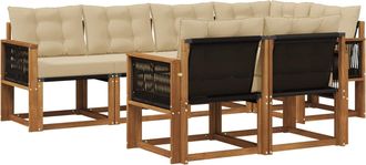 vidaXL Conjunto De Sof&aacute;s De Exterior 7 Uds. Natural Y Beige Vidaxl