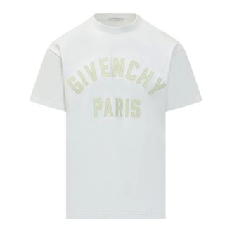 Givenchy T-Shirts, male, White, Size: M T-shirt in cotton with Paris embroidery