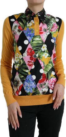 Dolce & Gabbana Womens Multicolor Patchwork Cashmere Henley Sweater - Multicolour - Size EU 32 (Womens)