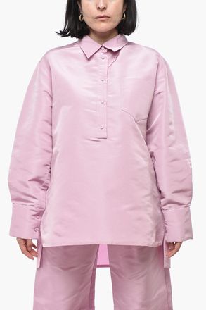 Super Blond Camicia Oversized in Organza di Seta con Taschino Super Blond