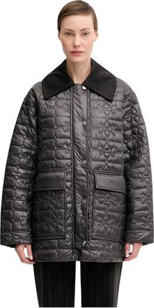 Ganni Glanzende Quilt Midi Jas - Dames - Zomerjassen - Grijs - S/M - Leer - Jassen