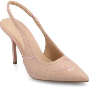 Journee Collection Elenny Slingback Stiletto Pump in Blush Lace at Nordstrom Rack, Size 8.5