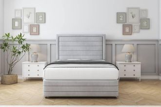 Comfort Beds Anna Naples Divan Set No Drawers-54 Headboard-Footboard in Silver | Size: Single