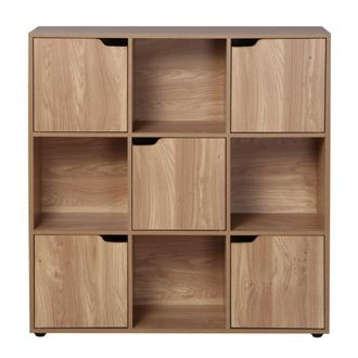 Calicosy Biblioteca con 9 compartimentos y 5 puertas de madera - L88,8 cm