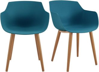 Moloo Silla escandinava azul pato con pie de metal efecto madera (x2)