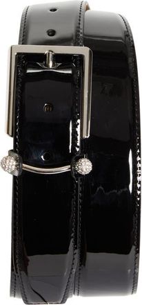 Christian Louboutin Chambeliss Patent Leather Belt in Black/Silver at Nordstrom, Size 105