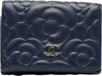 Chanel Pre-owned Wallets, female, Blue, Size: ONE SIZE Pre-owned Compact Leather Card Holder