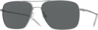 Oliver Peoples OV1150S Clifton Polarized 5036P2 Mens Sunglasses Silver Size 58
