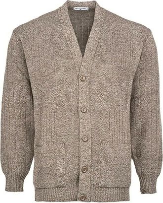 Generic Mens Zip up Bellisimo Casual Plain Cardigan (Tan (Button), 3XL)