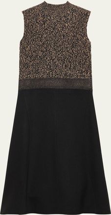 Prada Shetland Mouline Sleeveless Two-Tone Midi Dress