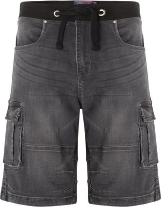 KAM Denim Cargo Shorts Combat Elasticated Waist Multi Pocket Holiday Mens Summer Shorts by Jeanbase Charcoal 44