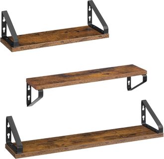 Vasagle Juego de 3 estantes flotantes decorativos de color marr&oacute;n y negro