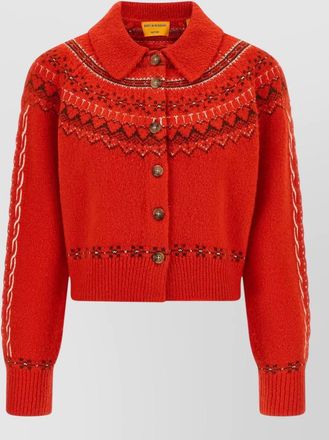 Guest In Residence cashmere blend fair isle collar long-sleeve cardigan