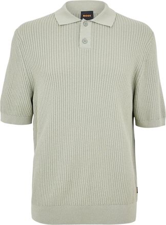 HUGO BOSS Herenpoloshirt met geribde kraag (Groen)