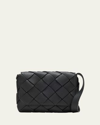 Bottega Veneta Mens Small Intreccio Leather Crossbody Bag