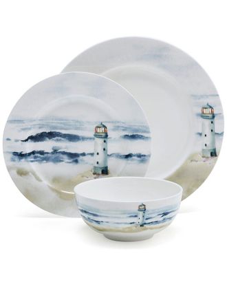 Mikasa Seaside 12Pc Lightweight Chip-Resistant Bone China Dinnerware Set, Service For 4