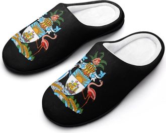 Generic Coat of Arms of The Bahamas Slippers Men Winter Warm Cotton Anti-Slip Indoor Slip-Ons House Shoes